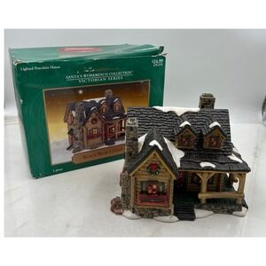 Santa's Workbench Victorian Series Black Bear Lodge Lighted Porcelain